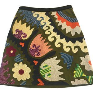 Anthropologie Vanessa Virginia Embroidered Floral Tulipa Skirt